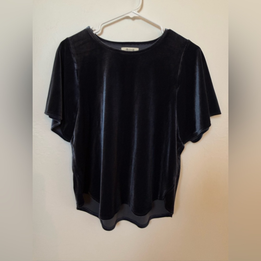Madewell Navy Velvet Top